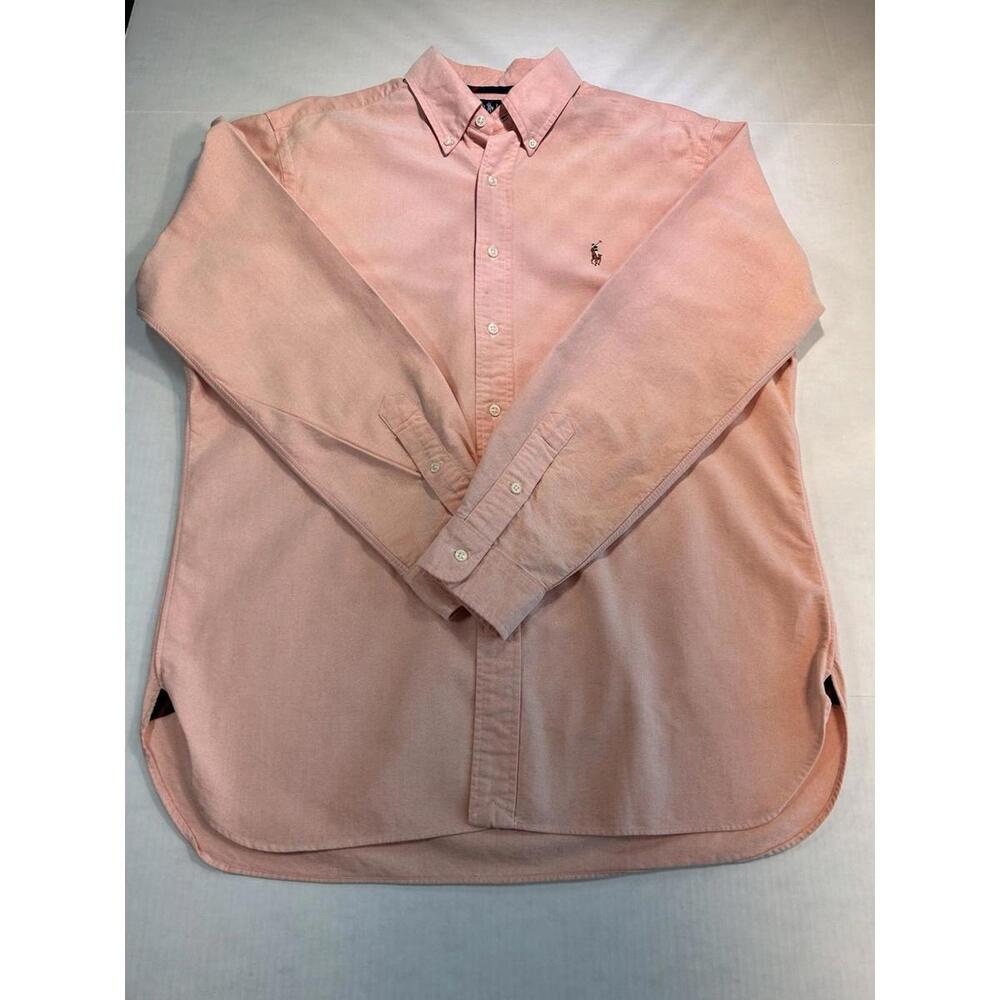 Ralph Lauren Oxford Shirt Mens Large Apricot Pink Classic Fit Flesh Pony Button